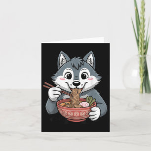 Cute Husky Eating Ramen Japanese Kawaii Dog Noodle Card