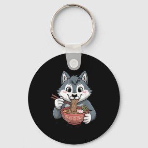 Cute Husky Eating Ramen Japanese Kawaii Dog Noodle Key Ring
