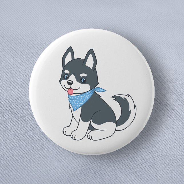 Cute Husky Puppy Dog 6 Cm Round Badge (Creator Uploaded)