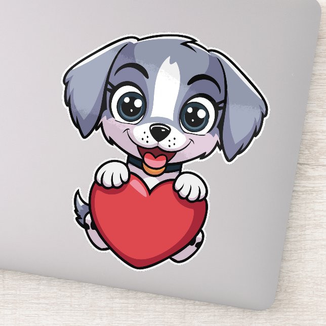 Cute Husky Puppy with Red Heart - Adorable Dog (Detail)