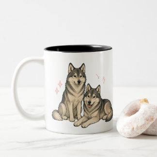 Cute Husky & Wolf Duo Mug | Siberian Husky Lovers