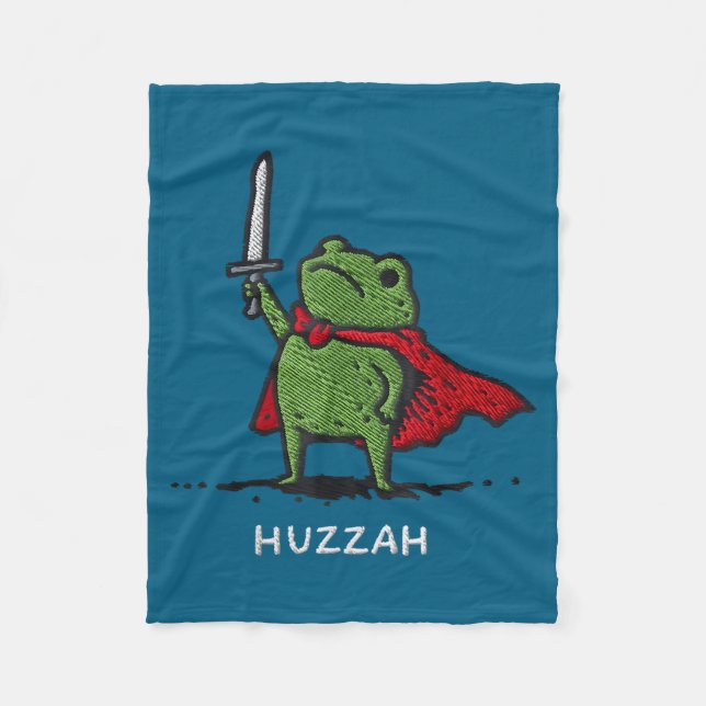 Cute Huzzah Frog Knight Sword Meme Fleece Blanket (Front)