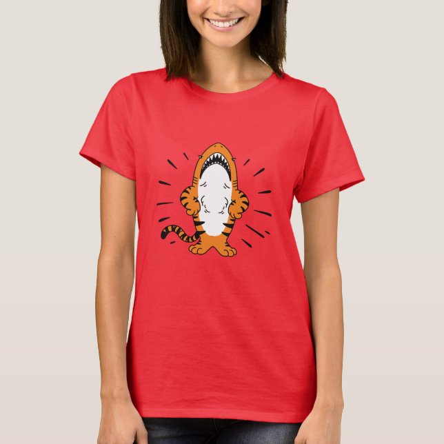 CUTE HYBRID SHARK TIGER CARTOON T-Shirt (Front)