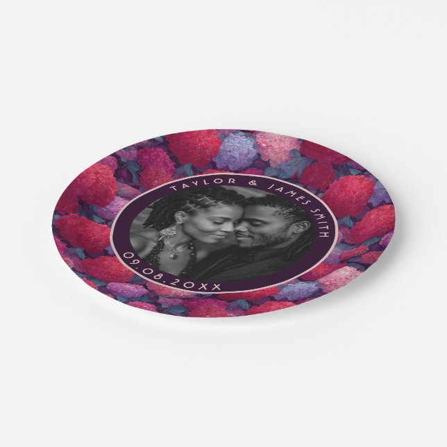 Cute Hydrangeas Plates For Bachelor Party (Angled)