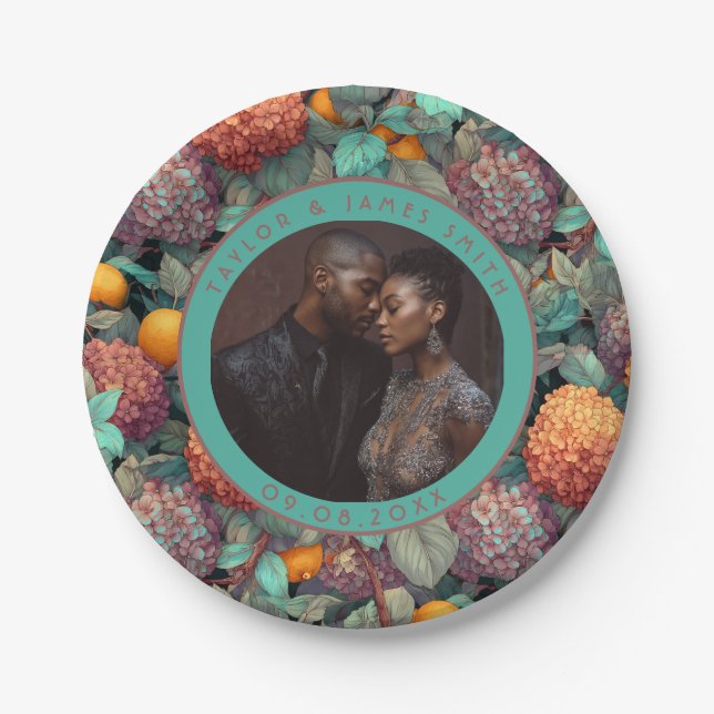 Cute Hydrangeas Plates For Simple Wedding Party (Front)