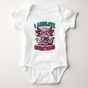 Cute I Axolotl Questions aztec nerd with glasses Baby Bodysuit