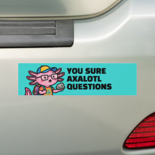 Cute I Axolotl Questions aztec nerd with glasses Bumper Sticker