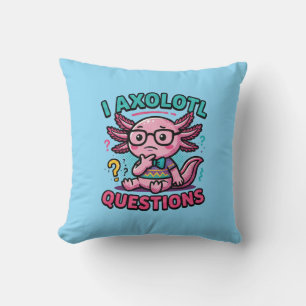 Cute I Axolotl Questions aztec nerd with glasses Cushion