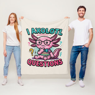 Cute I Axolotl Questions aztec nerd with glasses Fleece Blanket