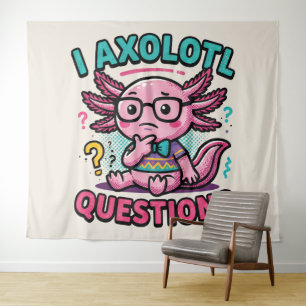 Cute I Axolotl Questions aztec nerd with glasses Tapestry