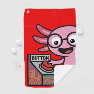 Cute I Axolotl Questions aztec Oh No red button Golf Towel