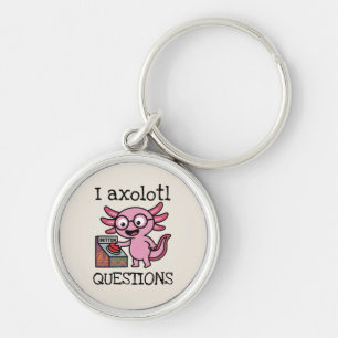 Cute I Axolotl Questions aztec Oh No red button Key Ring