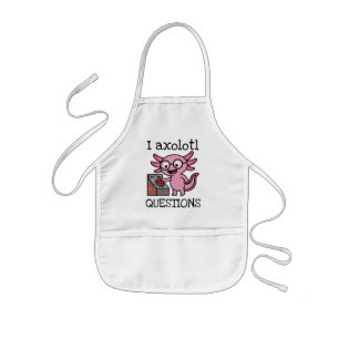 Cute I Axolotl Questions aztec Oh No red button Kids Apron