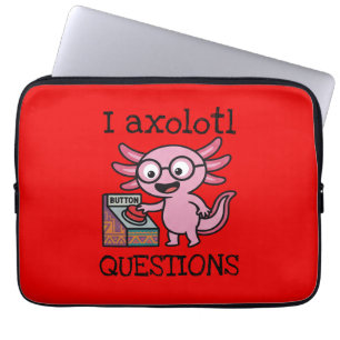 Cute I Axolotl Questions aztec Oh No red button Laptop Sleeve