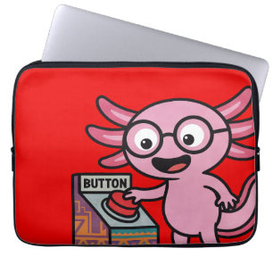 Cute I Axolotl Questions aztec Oh No red button Laptop Sleeve