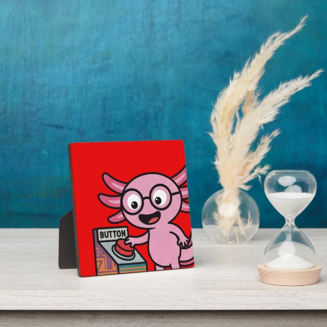 Cute I Axolotl Questions aztec Oh No red button Plaque (Insitu)