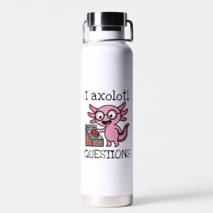 Cute I Axolotl Questions aztec Oh No red button Water Bottle