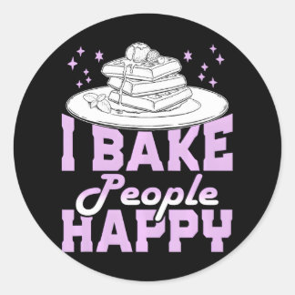 Cute I Bake People Happy Funny Chef Cake Baker Classic Round Sticker