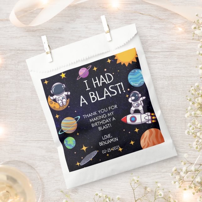 Cute I Had a Blast Space Theme Any Age Birthday Favour Bags (Clipped)