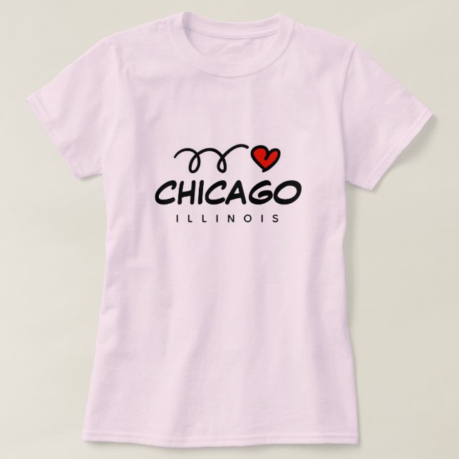 Cute I heart Chicago Illinois t shirt for women (Design Front)