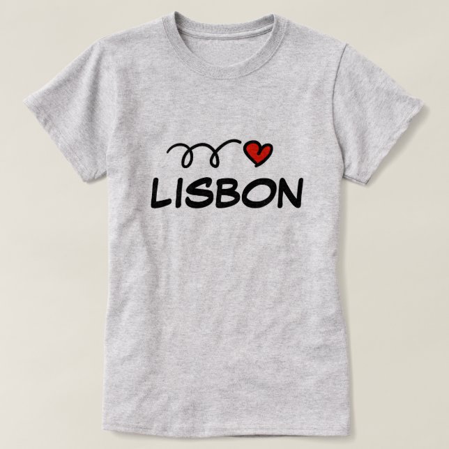 Cute I heart Lisbon t shirt for women (Design Front)