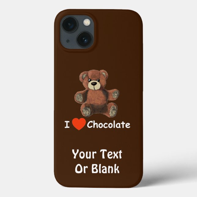 Cute I Heart (Love) Chocolate Teddy Bear Case-Mate iPhone Case (Back)