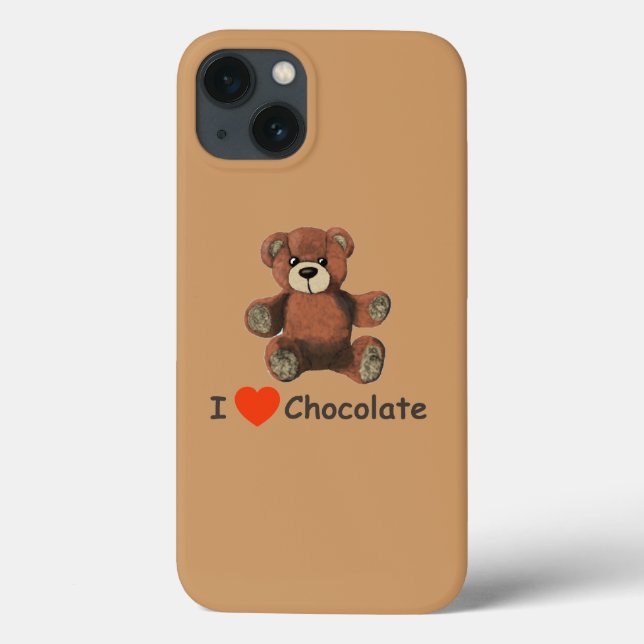 Cute I Heart (Love) Chocolate Teddy Bear Case-Mate iPhone Case (Back)