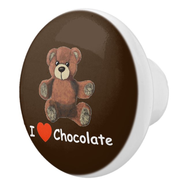 Cute I Heart (Love) Chocolate Teddy Bear Ceramic Knob (Right)