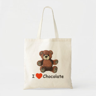 Cute I Heart (Love) Chocolate Teddy Bear Tote Bag
