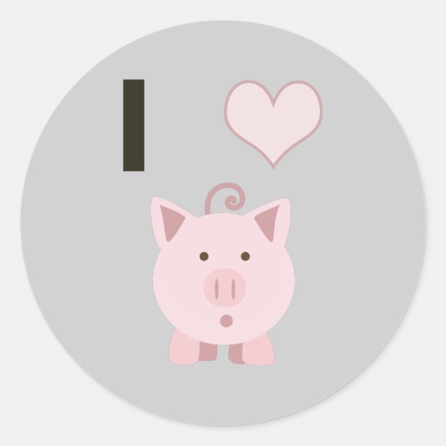 Cute I heart pigs Desgin Classic Round Sticker (Front)