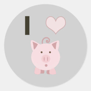 Cute I heart pigs Desgin Classic Round Sticker