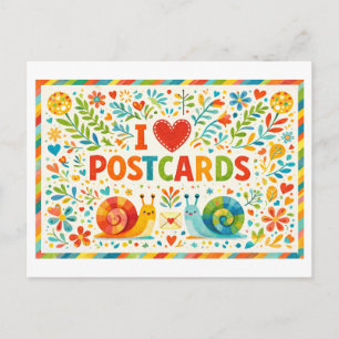 Cute "I Heart Postcards" Postcard
