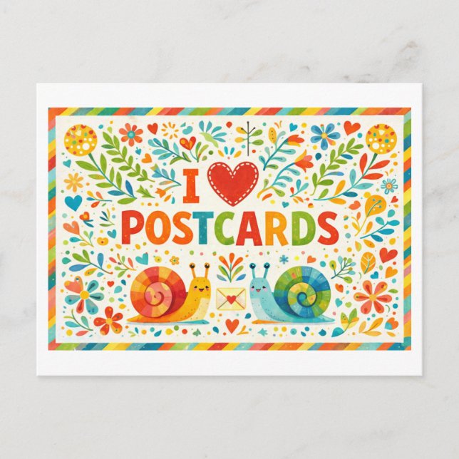 Cute "I Heart Postcards" Postcard (Front)