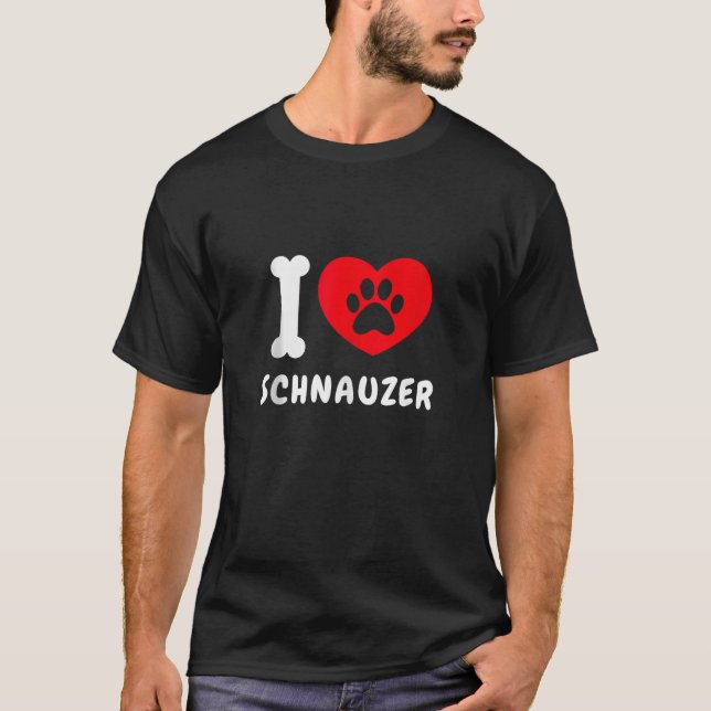 Cute I Heart Schnauzer Gifts Idea Dog Lover I Love T-Shirt (Front)