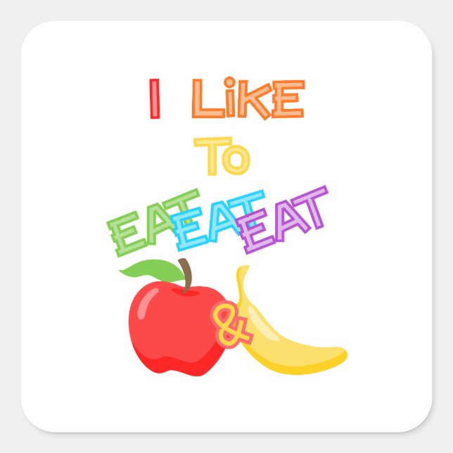 Cute i like to eat apple and banana children song  square sticker (Front)