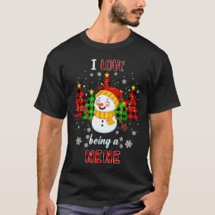 Cute I Love Being A Nene Snowman Christmas Valenti T-Shirt