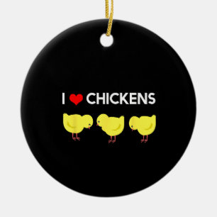 Cute I Love Chickens Design Funny Chicken Lover Ceramic Tree Decoration