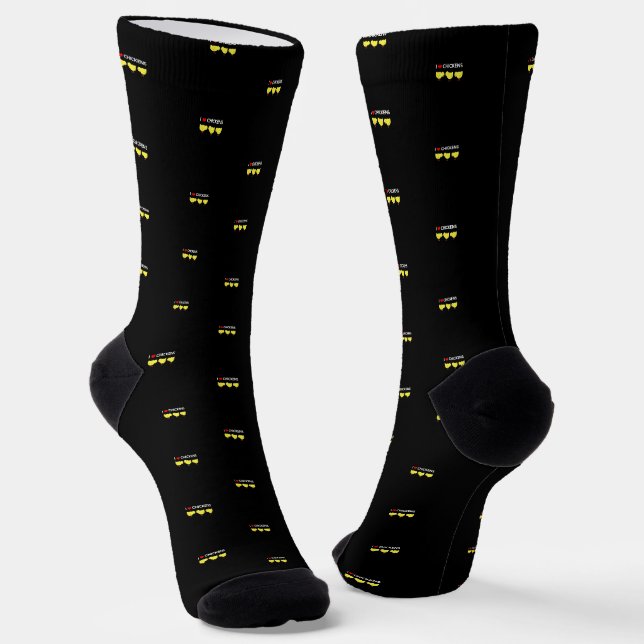 Cute I Love Chickens Design Funny Chicken Lover  Socks (Angled)