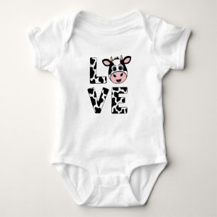 Cute I Love Cows Baby Bodysuit