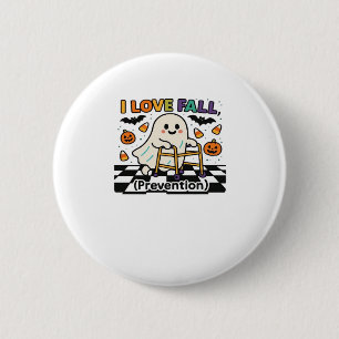 Cute I Love Fall Prevention Physical Therapy Ghost 6 Cm Round Badge