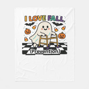 Cute I Love Fall Prevention Physical Therapy Ghost Fleece Blanket