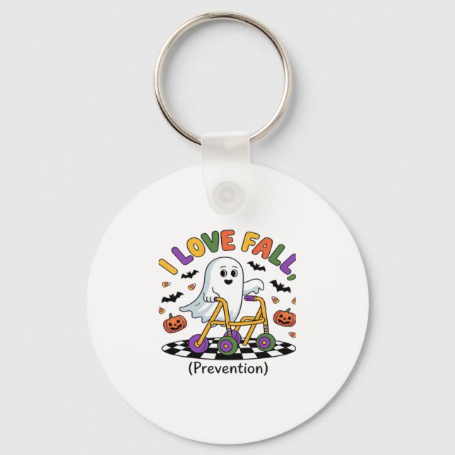 Cute I Love Fall Prevention Physical Therapy Ghost Key Ring (Front)