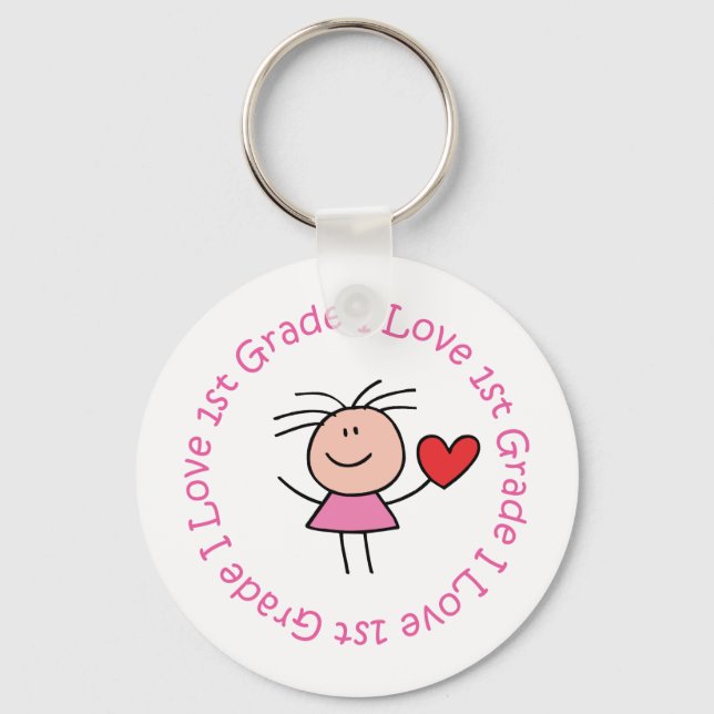 Cute I Love First Grade Key Ring (Front)