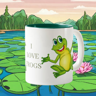 Cute I love frogs animal Two-Tone Coffee Mug