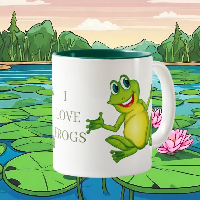 Cute I love frogs animal Two-Tone Coffee Mug (Creator Uploaded)