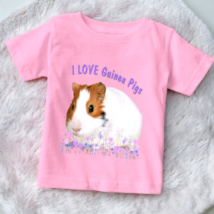 Cute I LOVE Guinea Pigs Brown White Custom Text  Baby T-Shirt