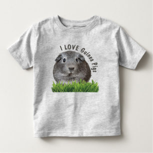 Cute I LOVE Guinea Pigs Custom Grey Text Toddler T-Shirt