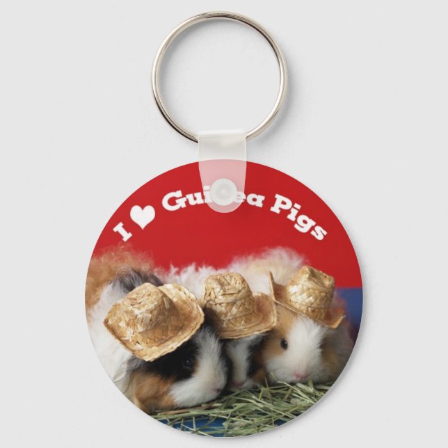 Cute I Love Guinea Pigs Keychain (Front)