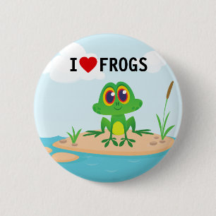 Cute I love (heart) Frogs Pinback Button