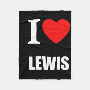 Cute I Love Heart Lewis Parents Wife Husnd Valenti Fleece Blanket